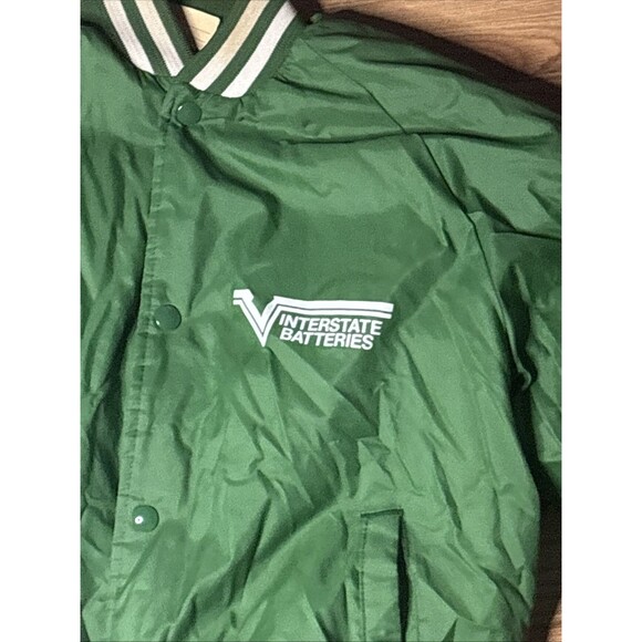 VINTAGE Interstate Batteries Satin Jacket Men Small Nascar Chalk Line Stains - Picture 3 of 8